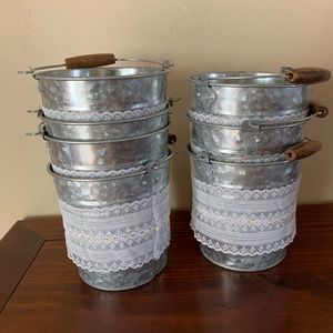 Tin Buckets with Lace Detailing